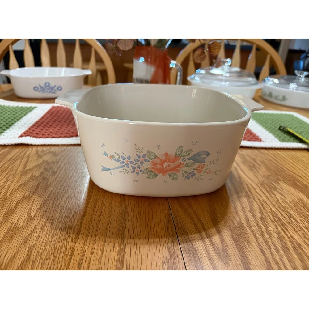 Corning Ware English Meadow A-3-B 3 Liter Casserole Dish Square Floral Vintage